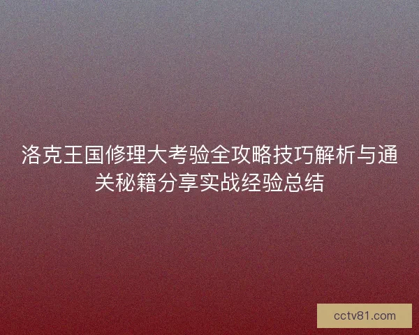 洛克王国修理大考验全攻略技巧解析与通关秘籍分享实战经验总结